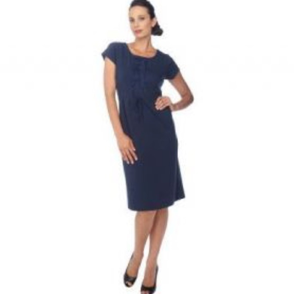 Pamela Dennis Navy PCG Grosgrain Dress